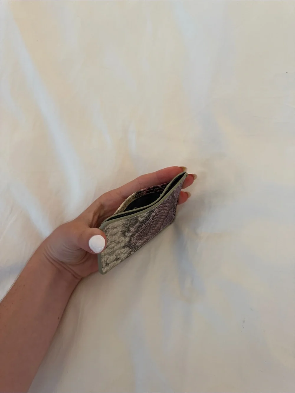 Stephanie Johnson Purple and Cream Snake-Print Card Holder